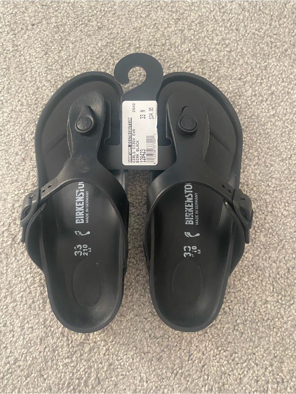 Birkenstock Black Gizeh EVA Sandals size 33